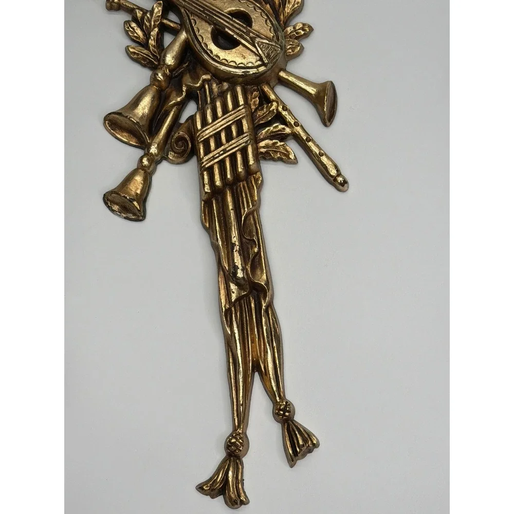 Vintage TMC2751 Gold Musical Instrument Wall Plaque Hollywood Regency Decor Gilt